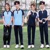 Blue & White Two-Piece School Uniform Set: T-Shirt Polo for Primary & Secondary Students, Short Sleeve for Junior & Senior High