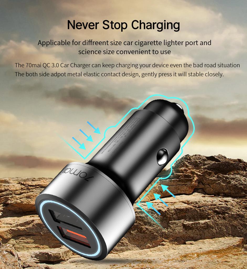 70mai Dual USB Car Charge Mini 2 USB Port 70mai Car Charger 70MAI Dual USB Car Adapter for All 70mai Dash Cam A810 A500S A800S