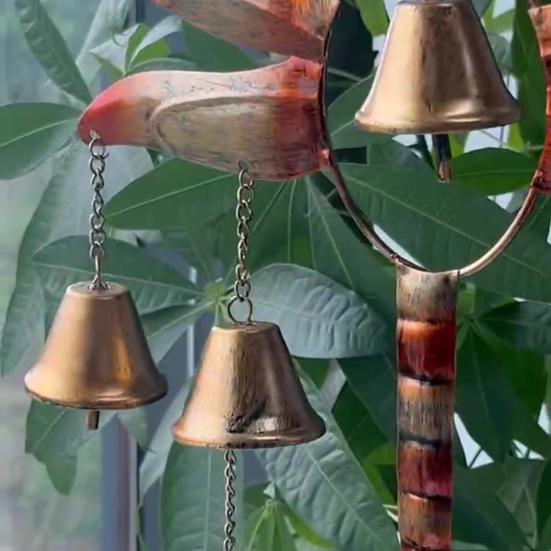Dragonfly Wind Chime with 8 Brass Bells Weather-resistant Vintage Outdoor Garden Yard Patio Hanging Metal Wind Bell Decoration