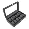 Watch Organizer Black 12 Slot Detachable Pillow Prevent Scratch Transparent Window Watch Display Case for Watch Necklace