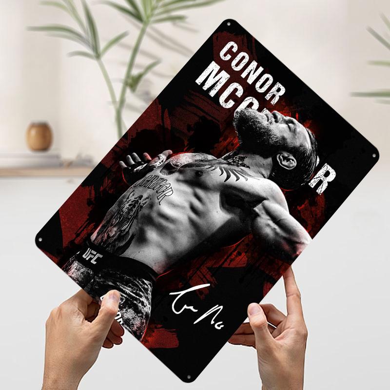 Poster Ritratto Conor McGregor Arte da Parete Personalizzato Segni Metallici Vintage Targhetta in Latta Retrò per Man Cave Decorazione Gaming Stanza Casa