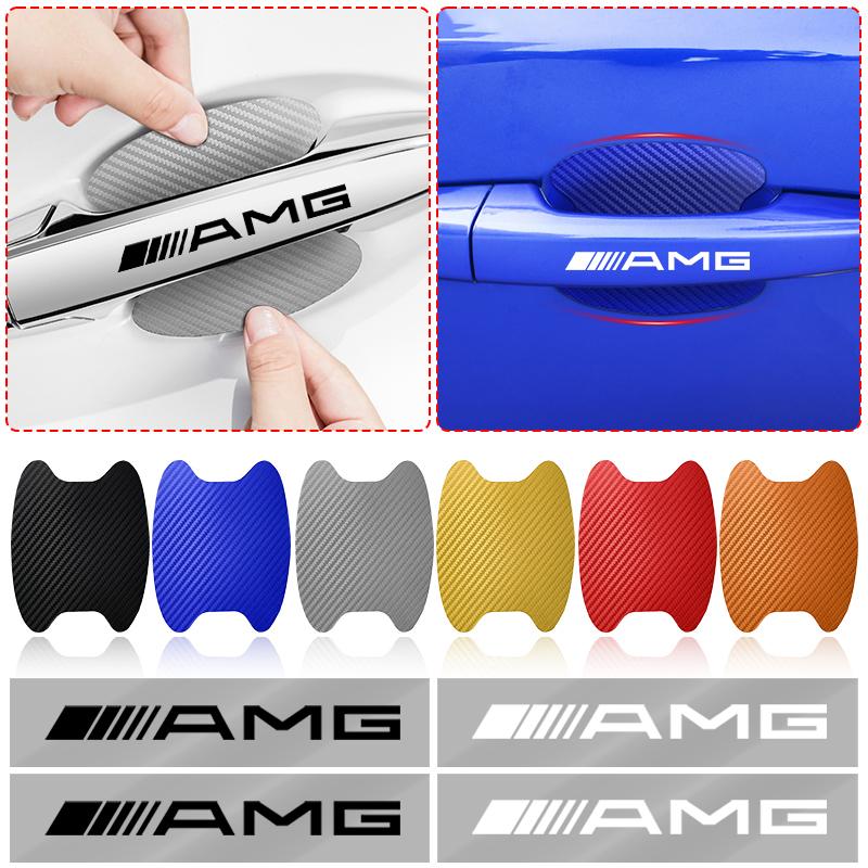 Car Door Sticker Carbon Fiber Scratches Auto Handle Protection Film Emblem For Mercedes Benz AMG W204 W213 W205 W211 W212 W176