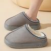 2024 Women's Solid Color Suede Velvet Splice Non-Slip Warm Home Slippers