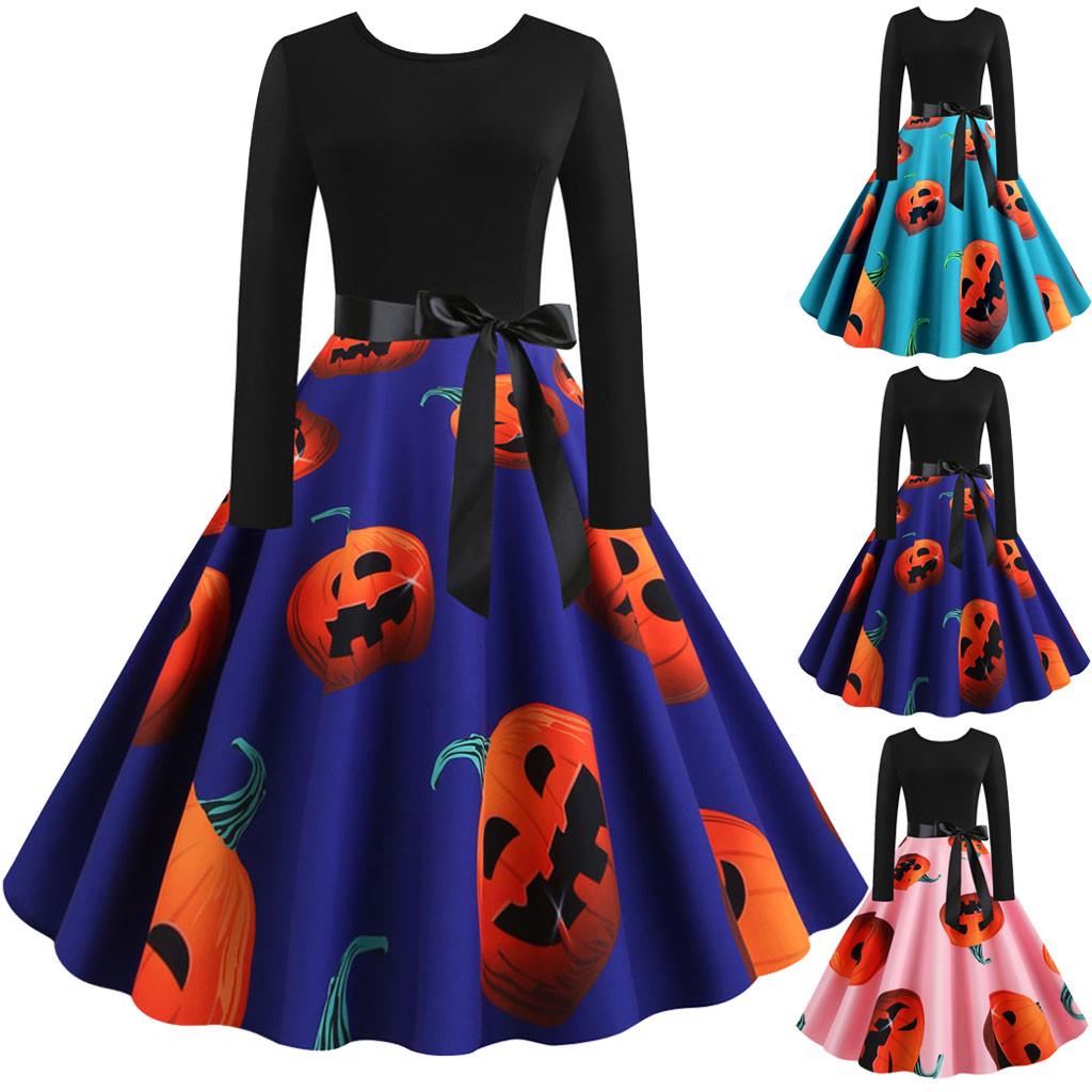 

Женское винтажное платье для выпускного вечера с длинным рукавом на Хэллоуин 50-х годов, домохозяйка