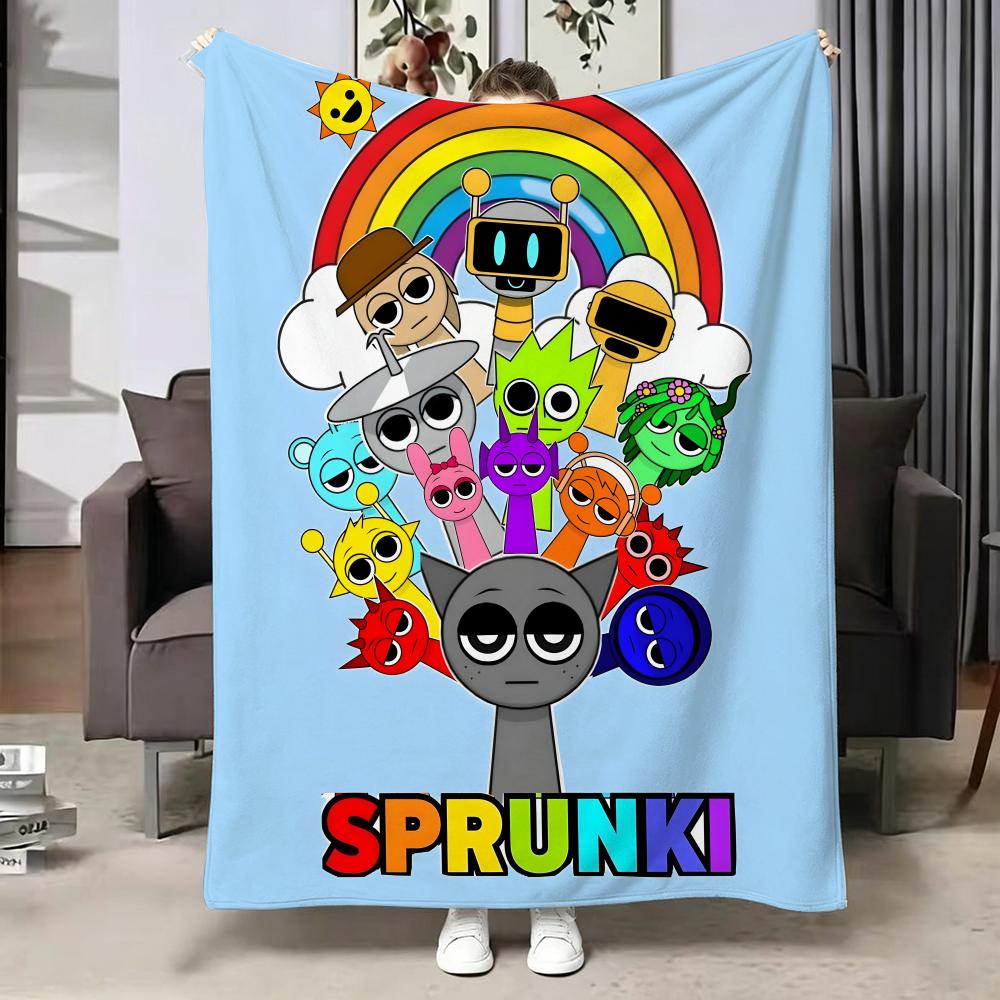 Game sprunki I-Incredibox Throw Soft Warm Flannel Blanket, Multi-use Throw for Bed Sofa Office, Air Conditioning Nap Blanket 75X95CM
