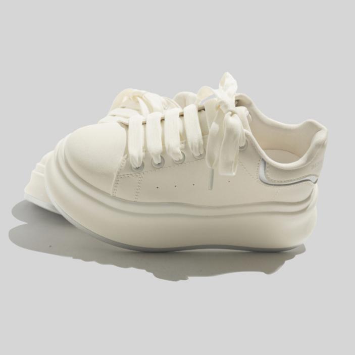 Thick-soled White Shoes Lightweight Women's Shoes Stepping On Shit Board Shoes Increased Leather Casual Shoes