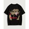 European Size Patterned Portrait Fashion T-Shirt, Men's Casual Sports Loose Short Sleeve Black Shirt with Character Head Portrait