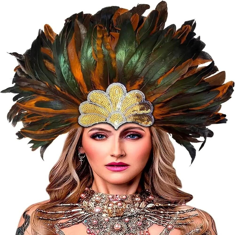 Stage Performance Feather Headpiece Brazilian Carnival Hair Band Hawaiian Party Accessory