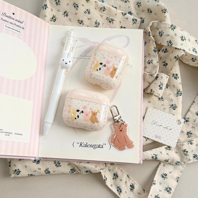 Girl Pink Floral Cartoon AirPods 1 Generation Protective Case for Apple Earphones Pro 1 Generation/pro1 Generation