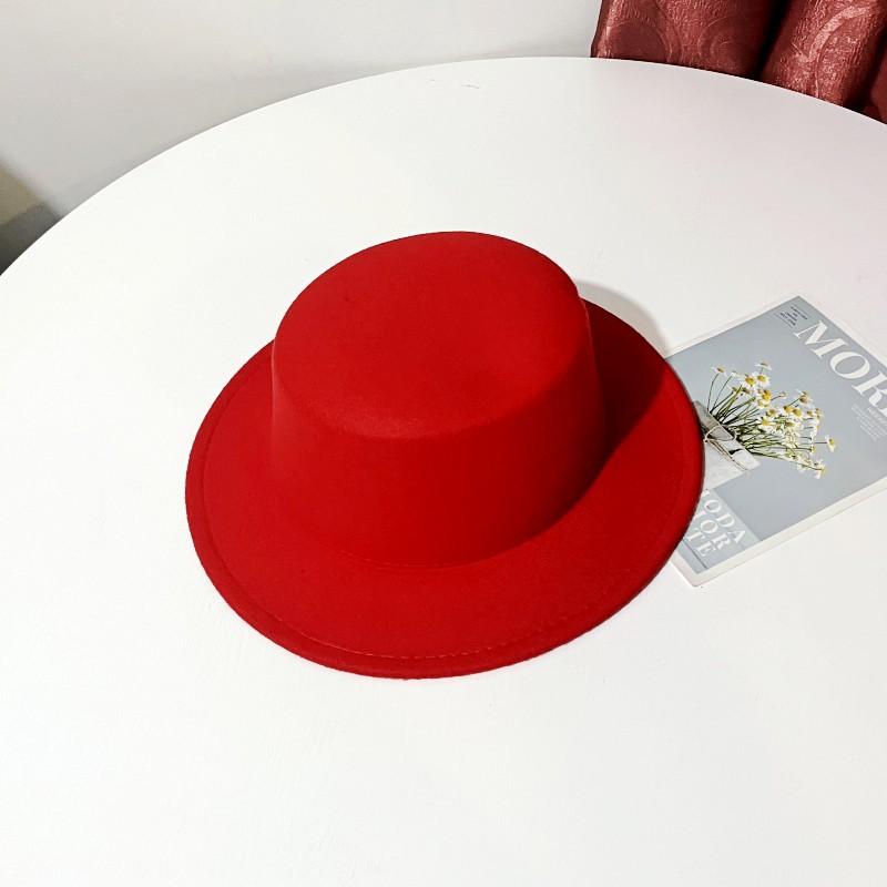 British Black Woolen Hat Men's Fashion Trendy Casual Versatile Stage Hat Men's Performance Flat Top Hat Women