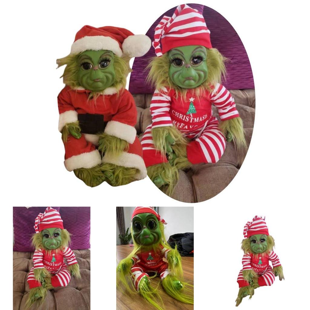 30cm Striped Green Elf Plush Toy For Christmas Gift