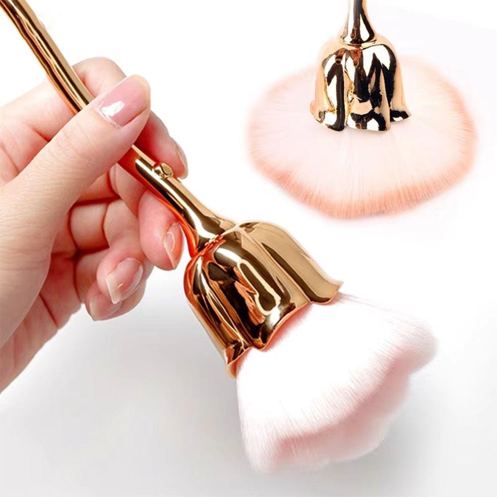 

Gold Rose Shape Nail Art Brushes Soft Brush Gel Polish Brush Nail Tools Nail Cleaning Tools чорний