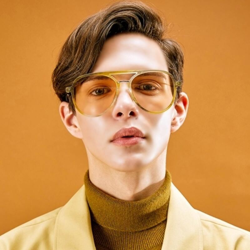 LKS1339 Two-Bridge Sunglasses C2_MUSTARD