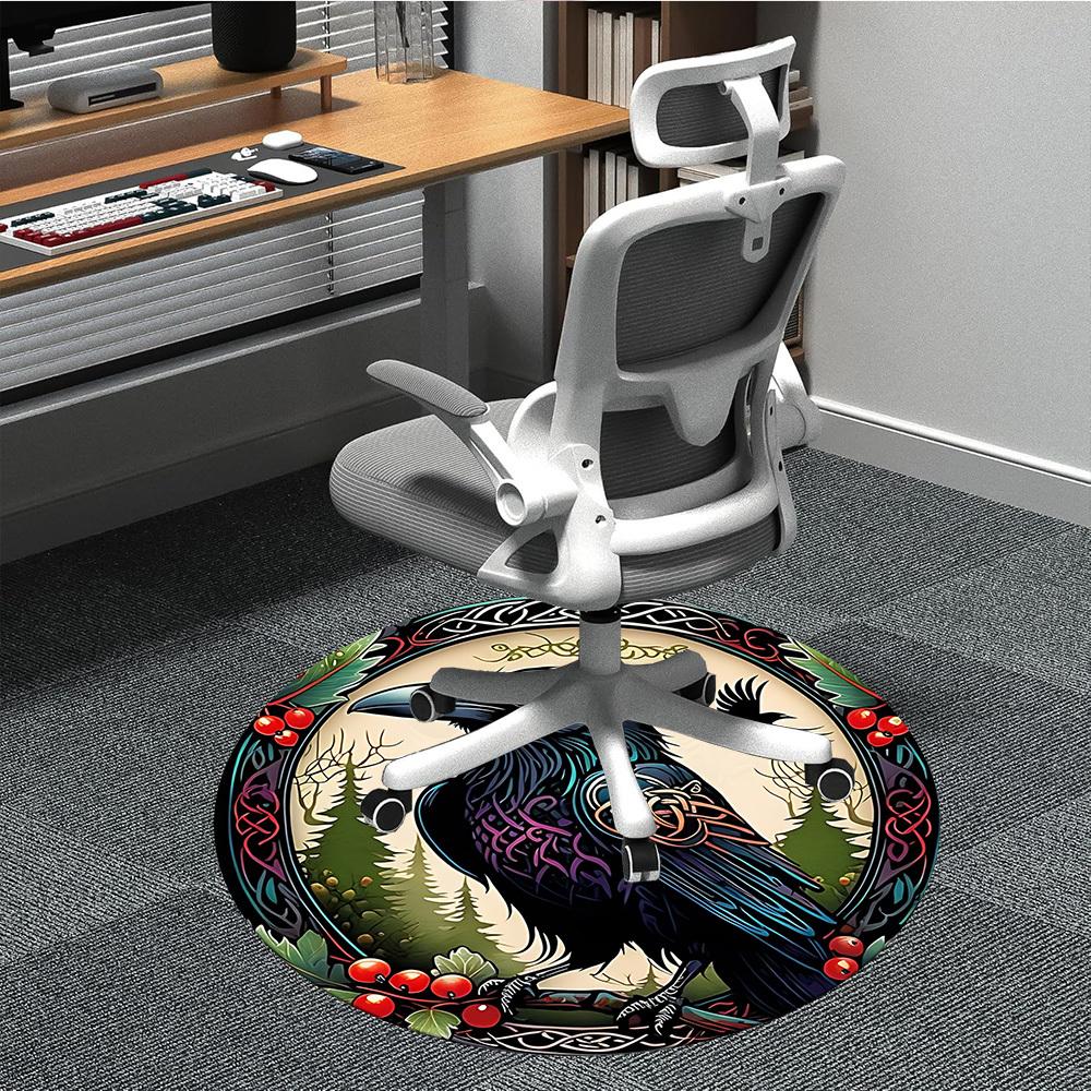 

1pc Raven Artwork Chair Carpet for Office Non-Slip, Machine Washable Rug for Office, Room - Holiday Decor, Machine Made yy251016028 80cm by 80cm