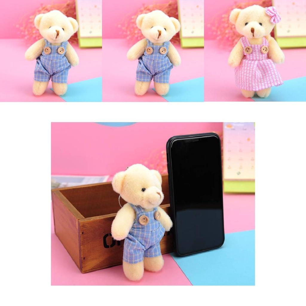 Adorable Soft Plush Teddy Bear Couple Keychain Cake Topper Valentine's Day Gift