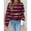 Womens Casual Striped Print Hoodie-Free Sweatshirt Loose Fit Round Neck Long Sleeve Top 2025