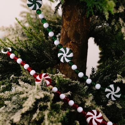 Christmas Candy Garland Plastic Peppermint Candy Bead Christmas Tree Garland for Xmas Tree Wreath Fireplace Holiday Party Supplies