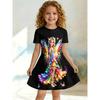 Swinging Dress for Young Children and Girls, Summer Short Sleeved Floral/animal Printed Casual Suitable for Birthday Parties