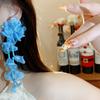 1 pair with Beads Tassel Vacation Flower Eardrops Women Seaside Earrings  Festival Ear Accessories