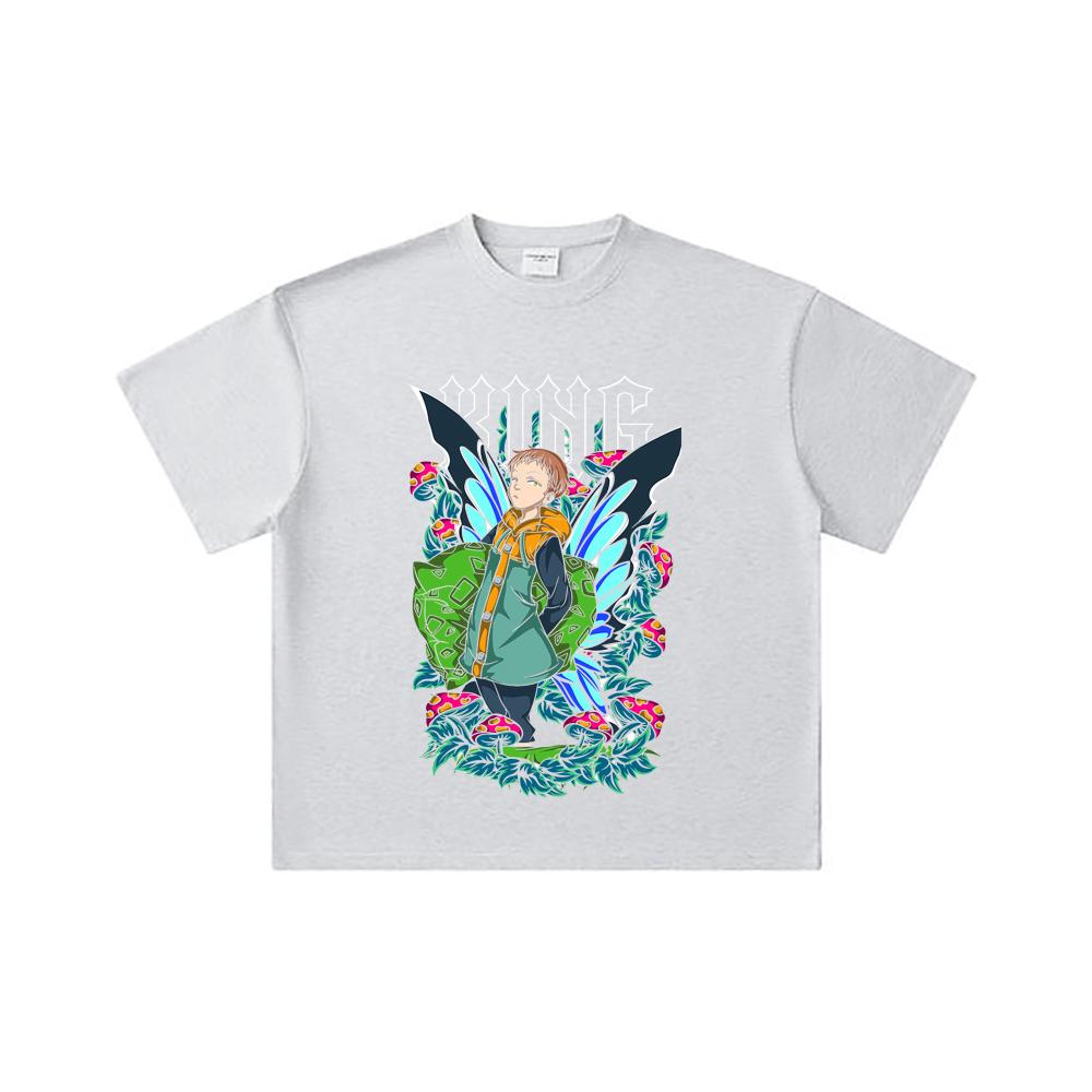 260 GSM Double Yarn 32 Count 100% Cotton Seven Deadly Sins V6 King Print Unisex Heavy Cotton T Shirt