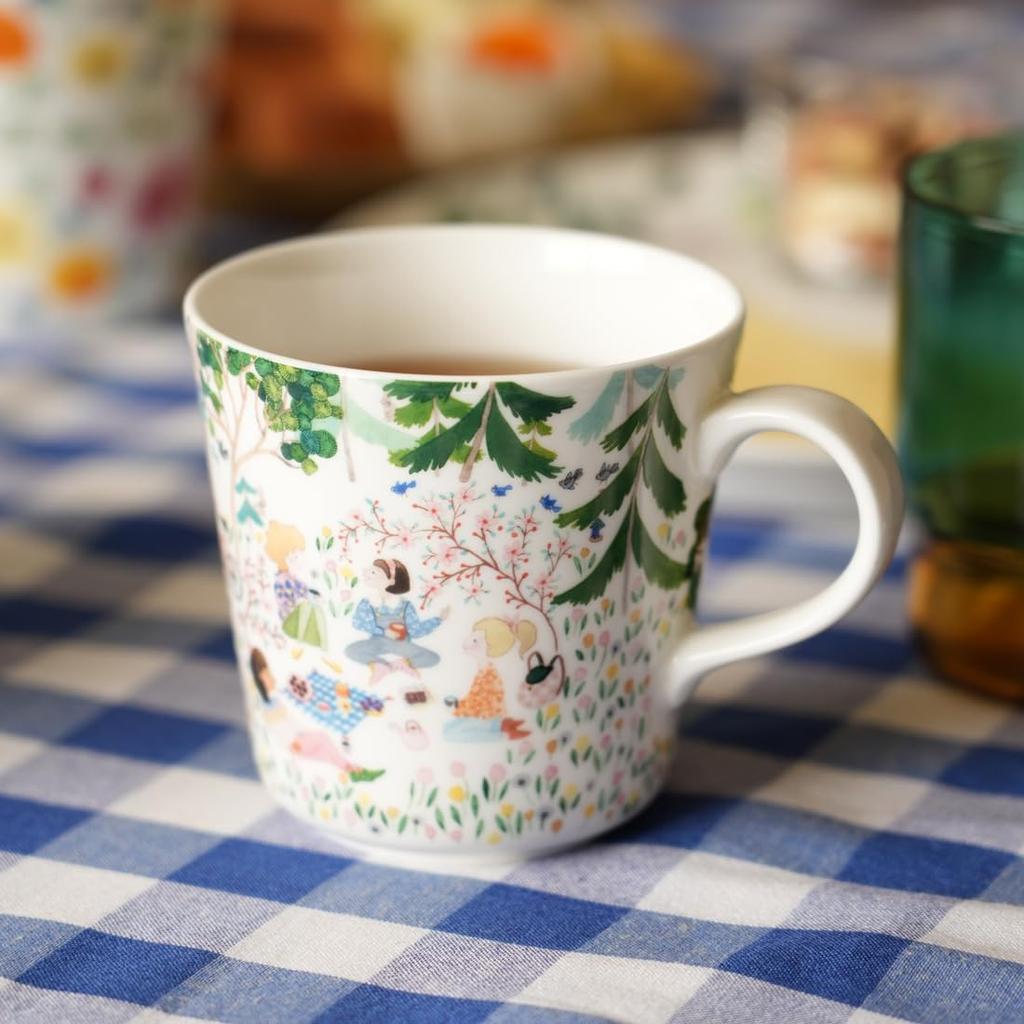 NARUMI Anna Emilia to Green Floral Cute Nordic Gift Mug, 340cc, "Time Relax" Design, Design, Large, Microwave-Safe, Dishwasher-Safe, Boxed,