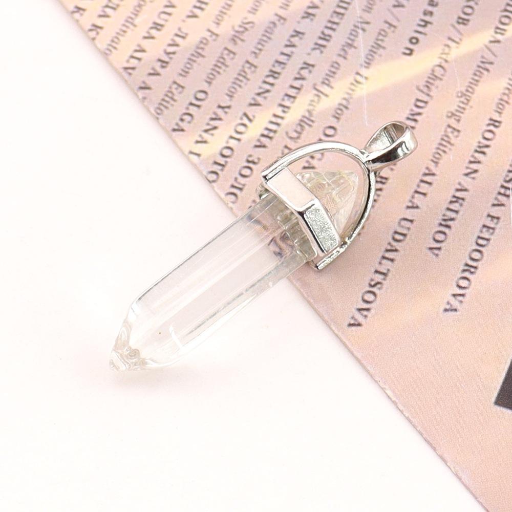 Hexagonal Column Natural Amethyst Powder Crystal Winding Hexagonal Column Pendant Handmade Bullet Necklace Jewelry N788