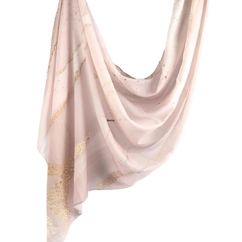 "Ethnic Watercolor Modal Cotton Shawl Satin Print Scarf for Women"