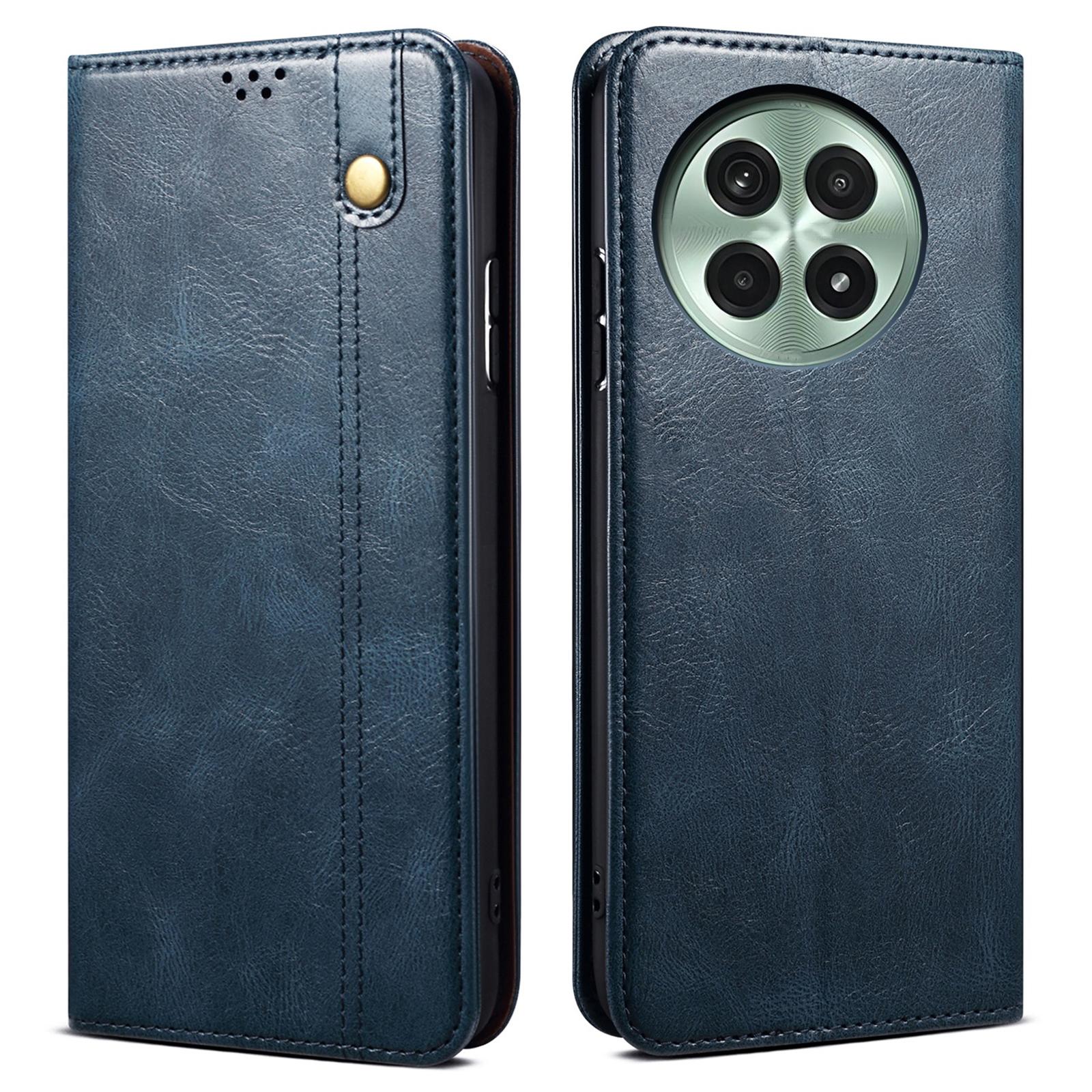 

For OnePlus 13 Case Crazy Horse Texture Waxy Leather Wallet Stand Phone Cover Blue