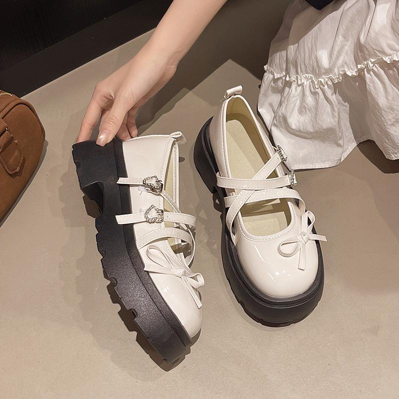 Autumn 2025 platform small leather shoes women's skirt 100 matching Mary Jane single shoes women's thick heel new fashion