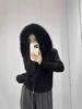 Women's Short Hooded Knitted Cardigan with Imitation Fox Fur Collar - New Autumn/Winter Fashion Style