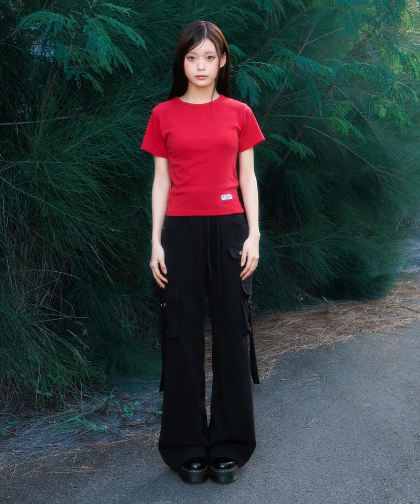 ROSEFRANTZ Cargo Slim Bootcut Pants [Black]