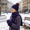 Comfortable Knit Beanies for Cold Seasons Winter Hat Scarf Gloves Set Knitted Pom Warm Thermal Soft Acrylic Weather Gear Gloves Solid Color