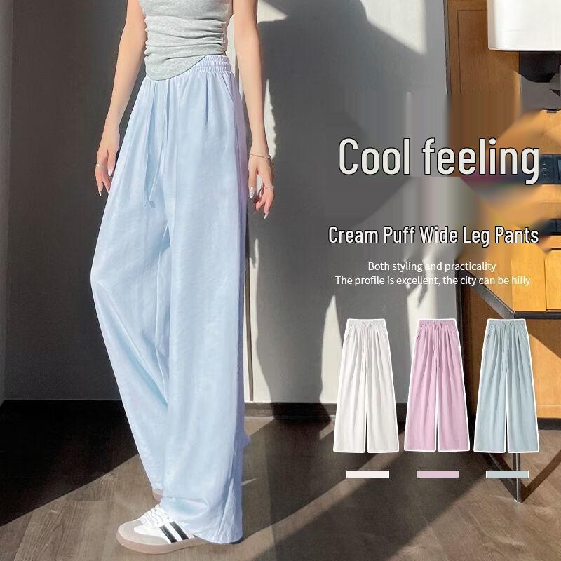 

Huili Women s Relaxed Cooling Wide-Leg High-Waist Pants S