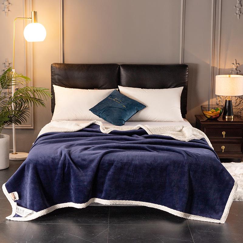 Double-Layer Plush Lamb Wool & Milk Velvet Blanket – Thick Flannel & Coral Velvet Throw for Bed or Air Conditioning.