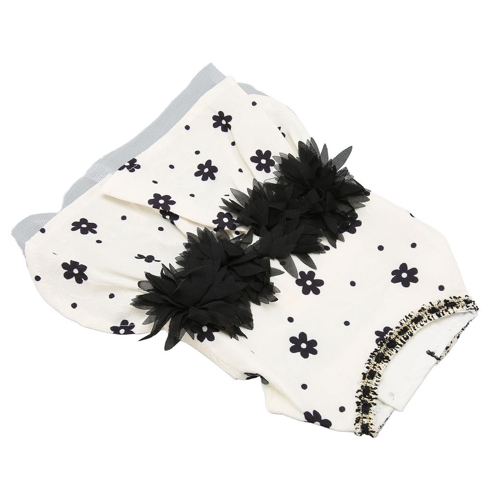 Pet Dog Dress Soft Comfortable Breathable Black Floral Pet Princess Dress for Small Pets Beige XL