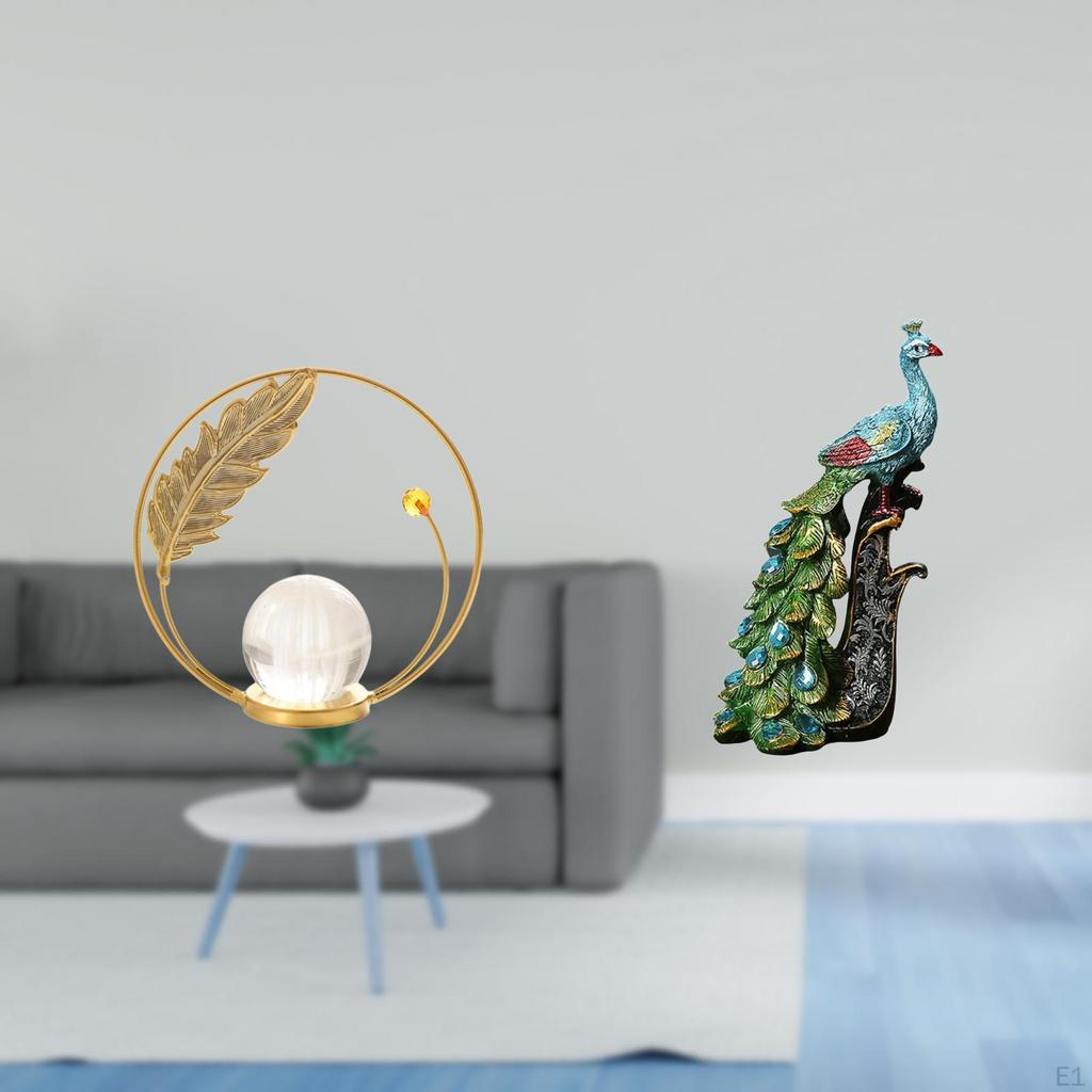 Crystal Ball Metal Sculpture Figurine Ornament Statue Stand for Hallway Fireplace Bedroom Living
