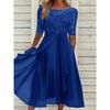HNXC Women's Fashion Summer Spring Solid Color Print Short Sleeve O-Neck  Casual Dresses