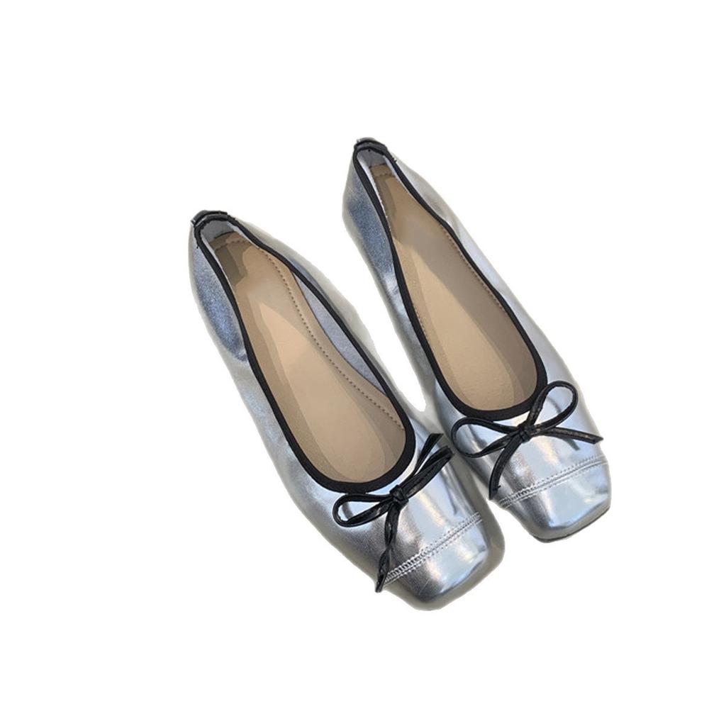 French Small Fragrant Style Bow Shallow Mouth Mary Jane Single Shoes Girl 2025 New Fairy Style with Skirt Doudou Shoes