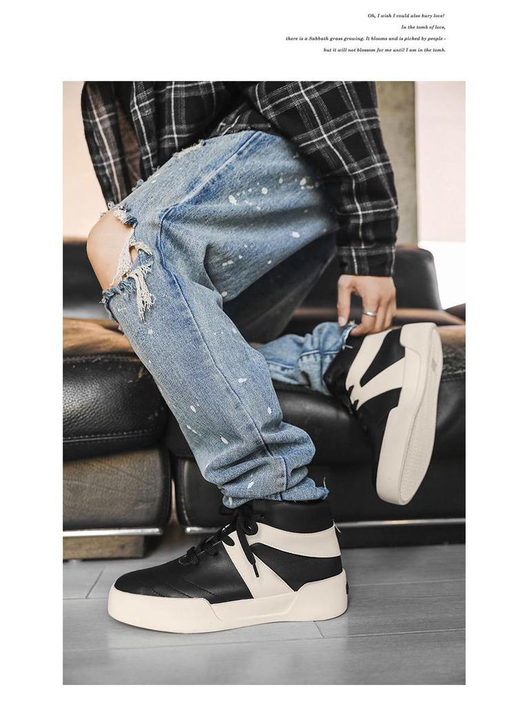 Herren High-Top Freizeitschuhe X520: Trendige Herbst-Sneaker, vielseitiges weißes Outdoor-Sport-Schuhwerk
