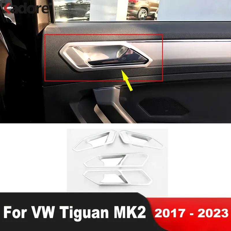 Car Inner Door Handle Bowl Cover Trim For Volkswagen VW Tiguan 2017 2018      Matte Interior Accessories
