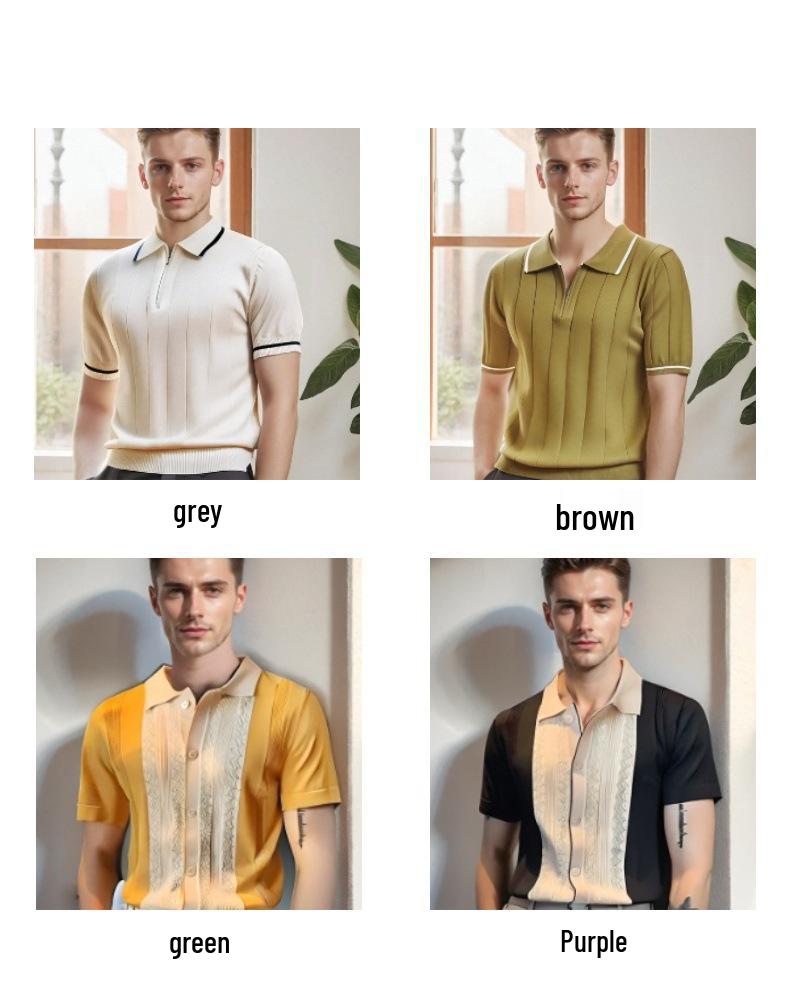 Men's Slim Fit Short-Sleeve Polo Shirt - Middle-Aged Spring/Summer Business Casual Fashion