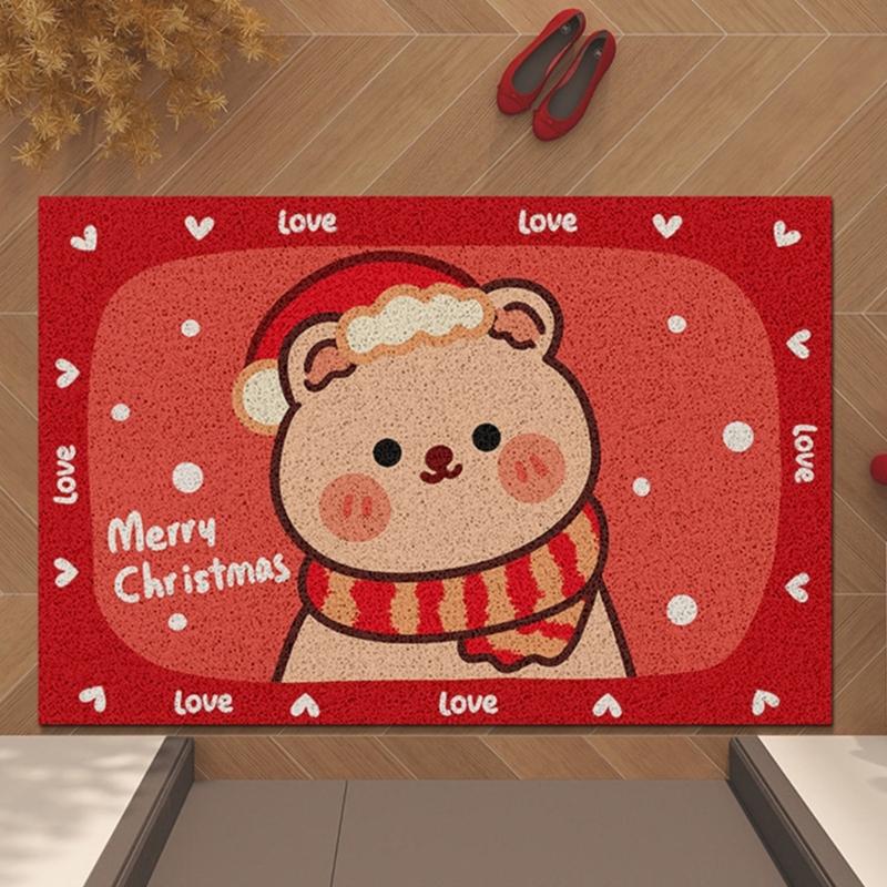 Christmas Bathroom Floor Mat NonSlip Low Maintenance Shower Door Mat for Bathroom Entryway Kitchen Floor Use