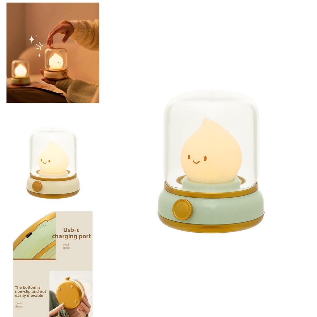 Childrens Cartoon Flame Shape Night Light With Rechargeable Abs Material For Bedroom Decor