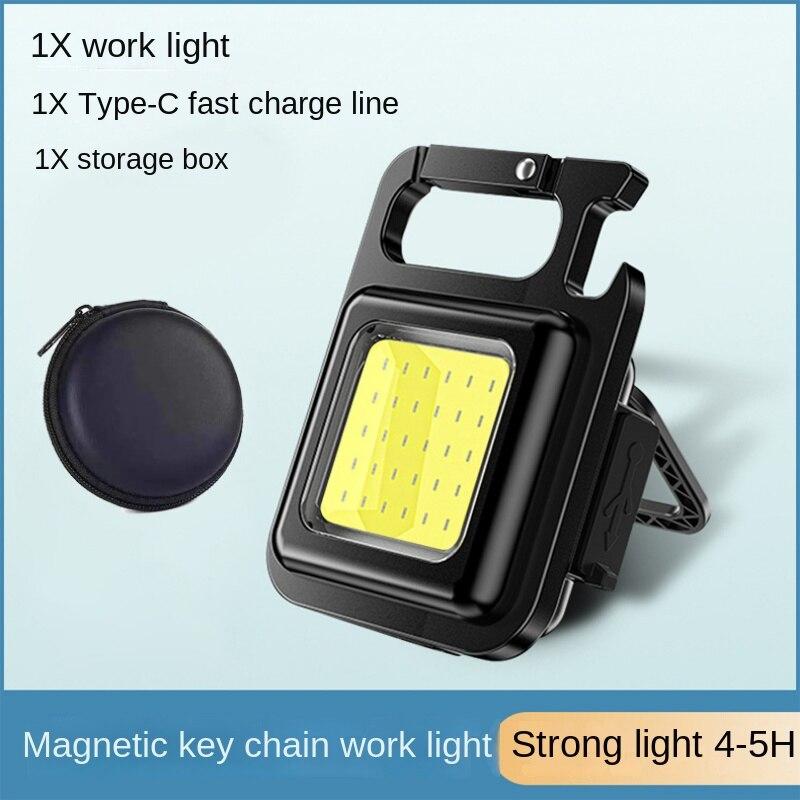 COB Work Light Outdoor Strong Light Torch Mini Multifunctional Emergency Keychain Light USB Rechargeable Tent Camping Light Cob Work Light