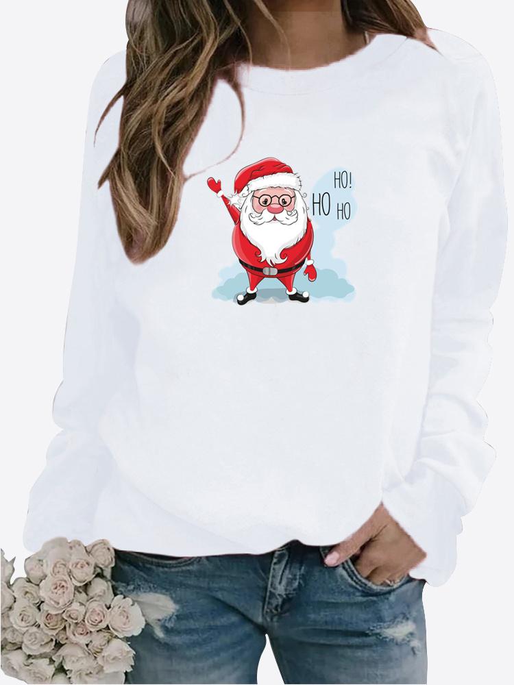 Autumn New Sweater Women Winter Long Sleeved Casual Round Neck Black Cats Printed Loose Sweatshirt Tops & Blouses Plus Size T-shirts