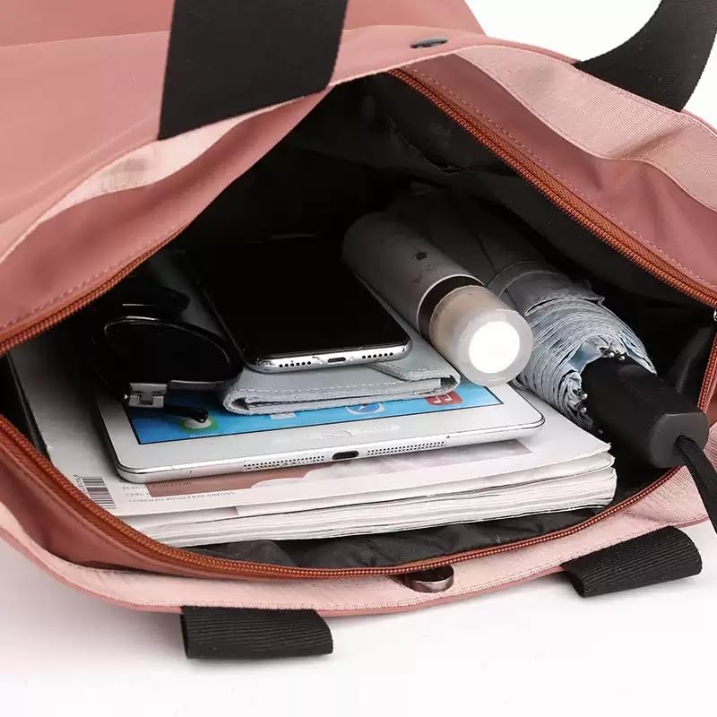 Bitcuem Tote Bag for Men and Women, Lightweight, A4 Size, Nylon, Large Capacity, 2-Way, Perfect for Commuting, School, Travel, Shopping, and Walking