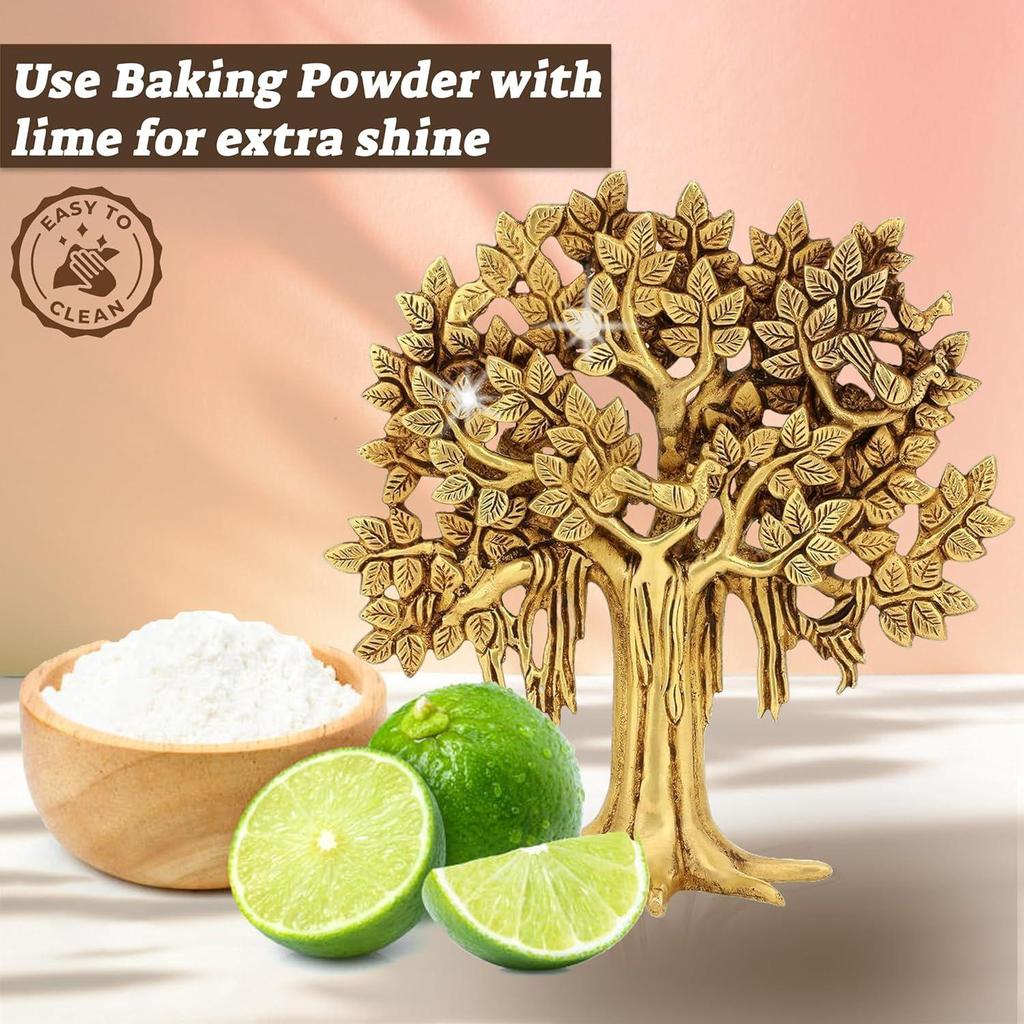 Kalpavriksha Tree Pure Brass Bird Brass Tree of Life Home Decor Gift for Good Luck Vastu and Fengshui Showpiece