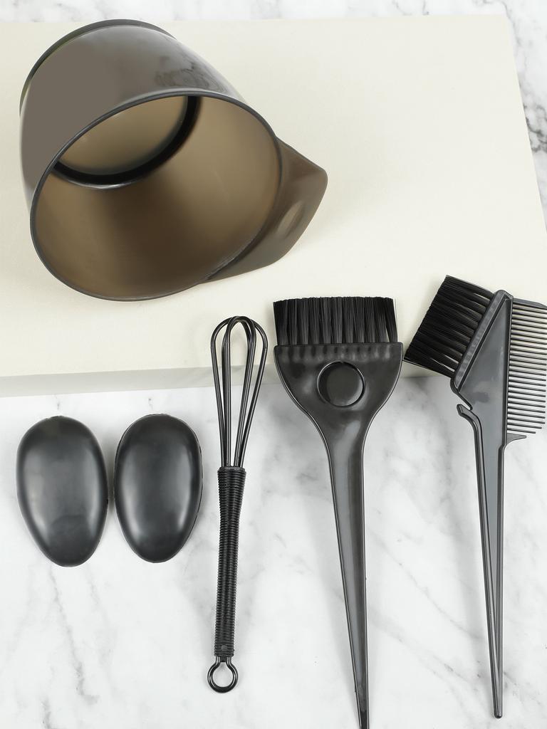 Black 6 pcs Hair Dye Mixing Bowls Hair Coloring Tool Set Safe Plastic Smooth for Home Salon
