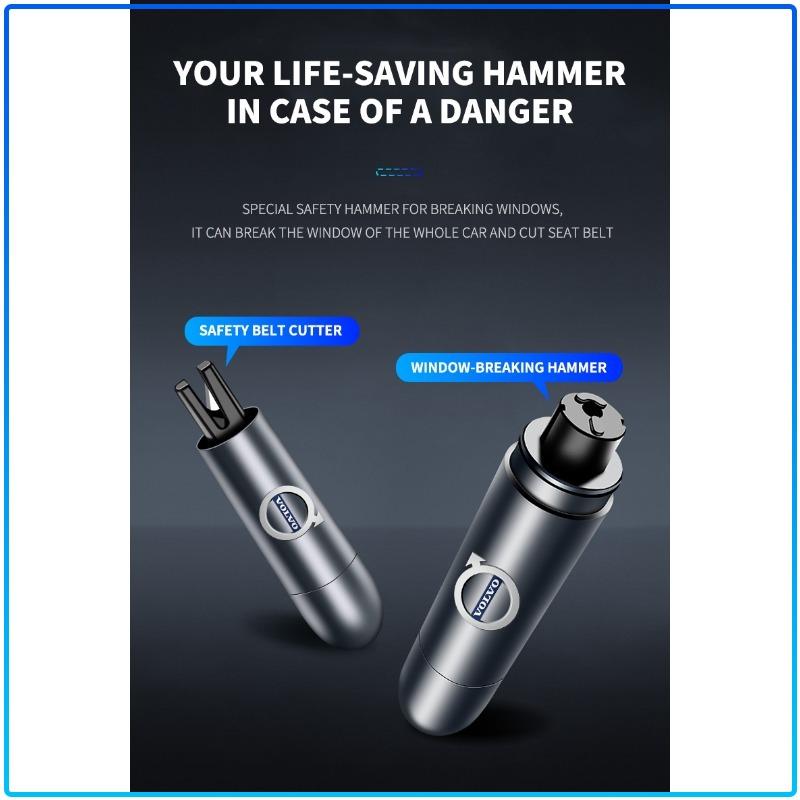 For Volvo XC90 XC60 XC70 XC40 V90 V60 V40 C70 C30 S80 Car Logo Car Safety Hammer Emergency Window Breaker Seat Belt Cutting Machine