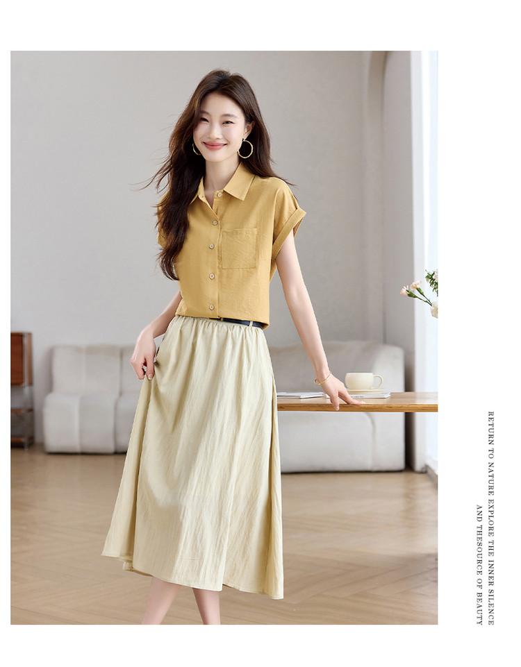 2025 New Loose Casual Fashion Versatile Shirt and Half Skirt Set for Women